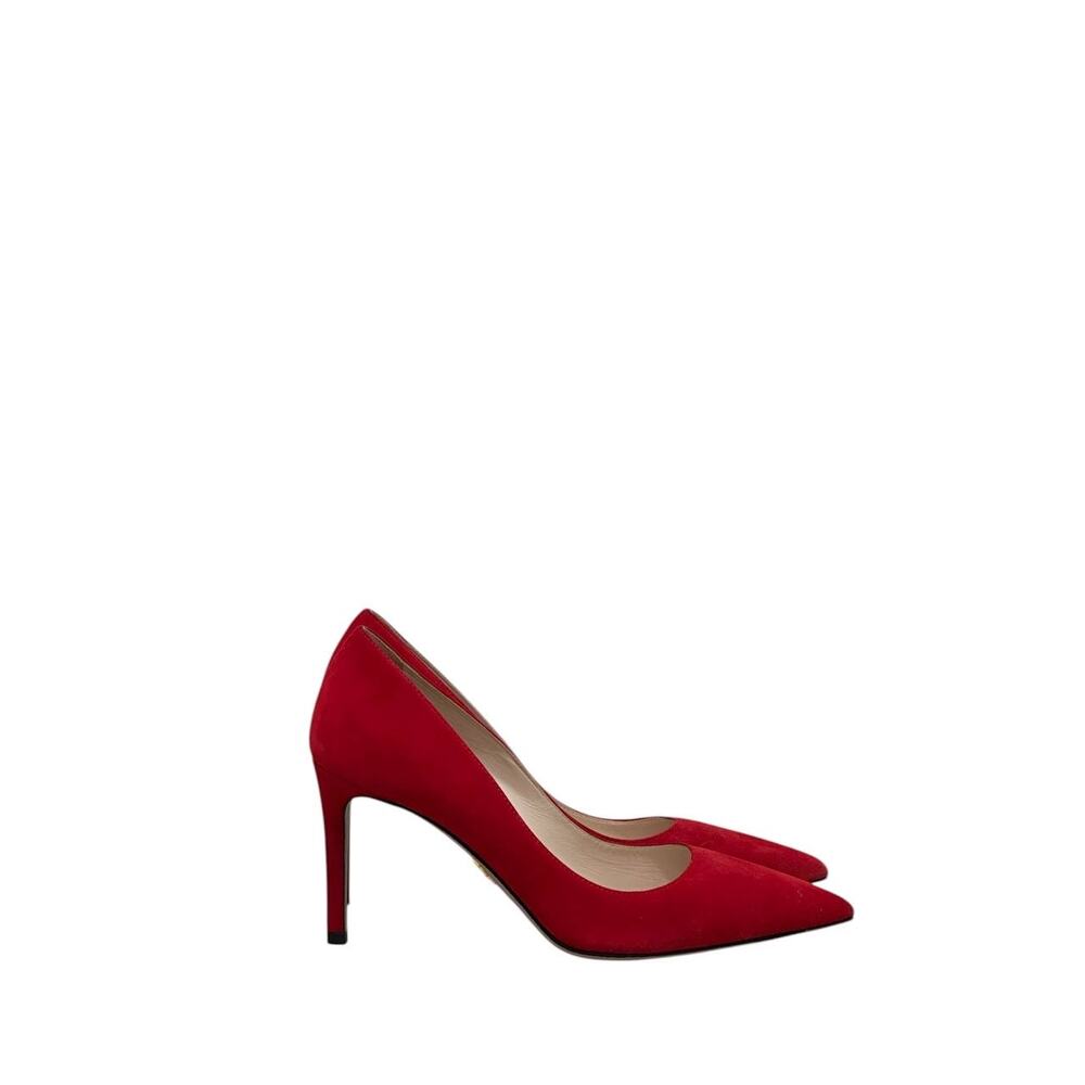 NWOB Prada Red Suede Pointed Toe Pumps  Sz.37.5 - Picture 4 of 6